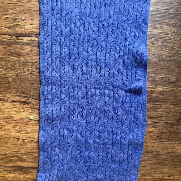 Celeste Blue Cable Knit Infinity Scarf Royal Blue Cashmere and wool blend - Picture 2 of 5